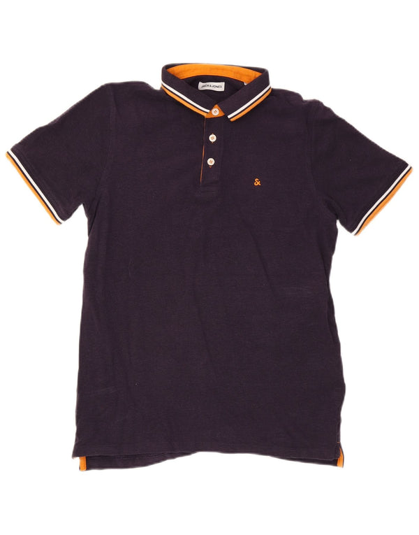 Polo da uomo Jack & Jones grande in cotone a righe viola
