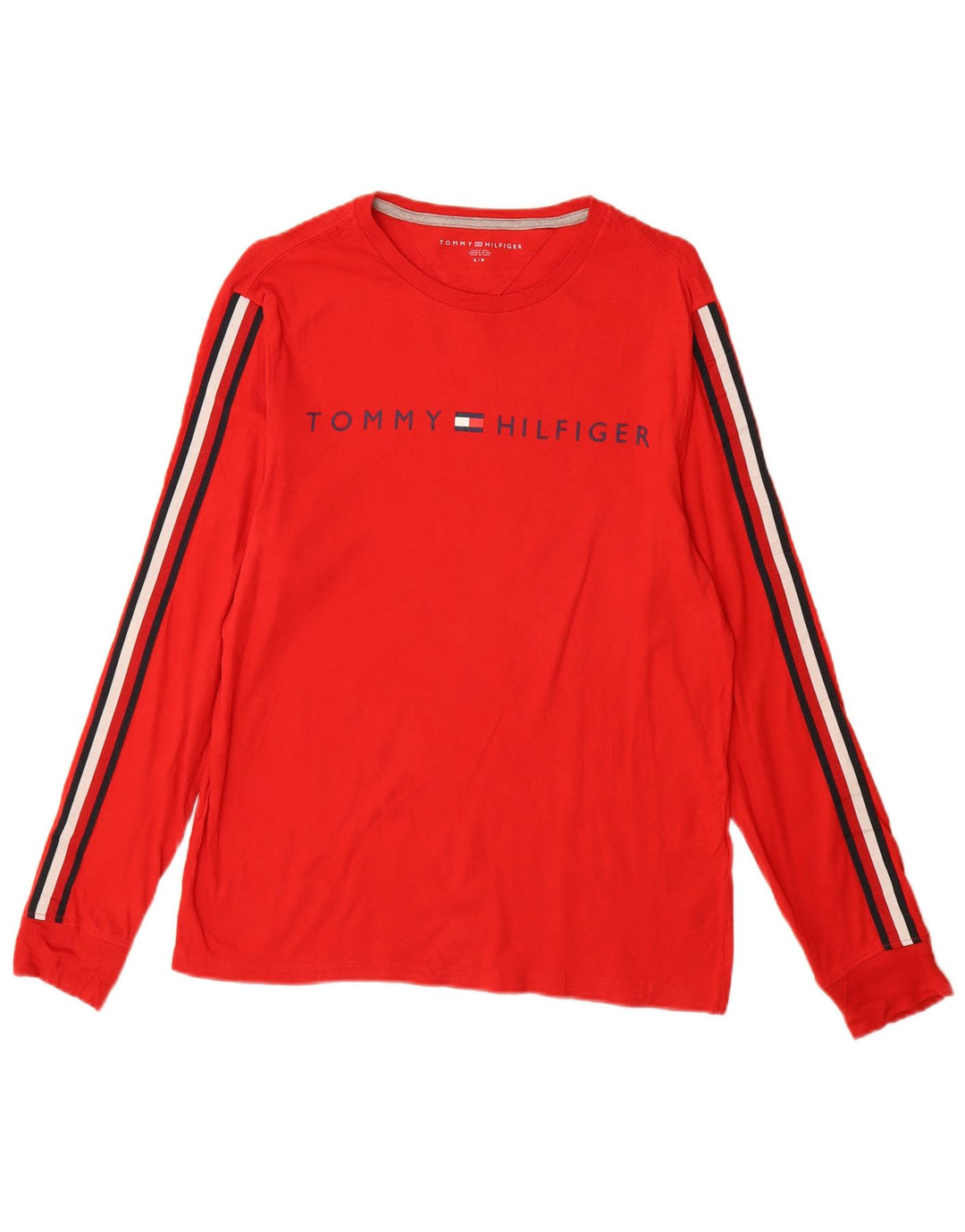 Tommy Hilfiger Uomo Graphic Top Manica Lunga Piccolo Cotone Rosso