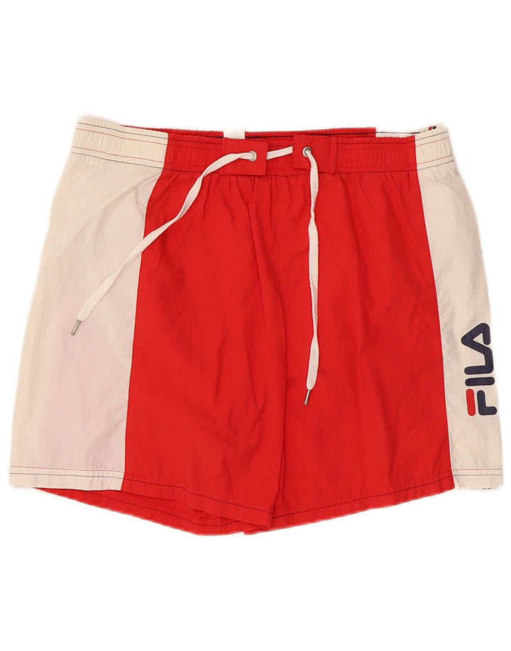 Pantaloncini da bagno grafici da uomo Fila piccoli in poliestere color block rosso