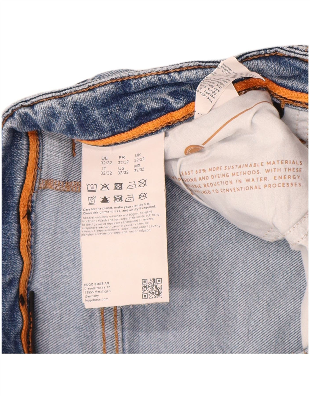 Jeans slim invecchiati da uomo Hugo Boss W32 L32 cotone blu