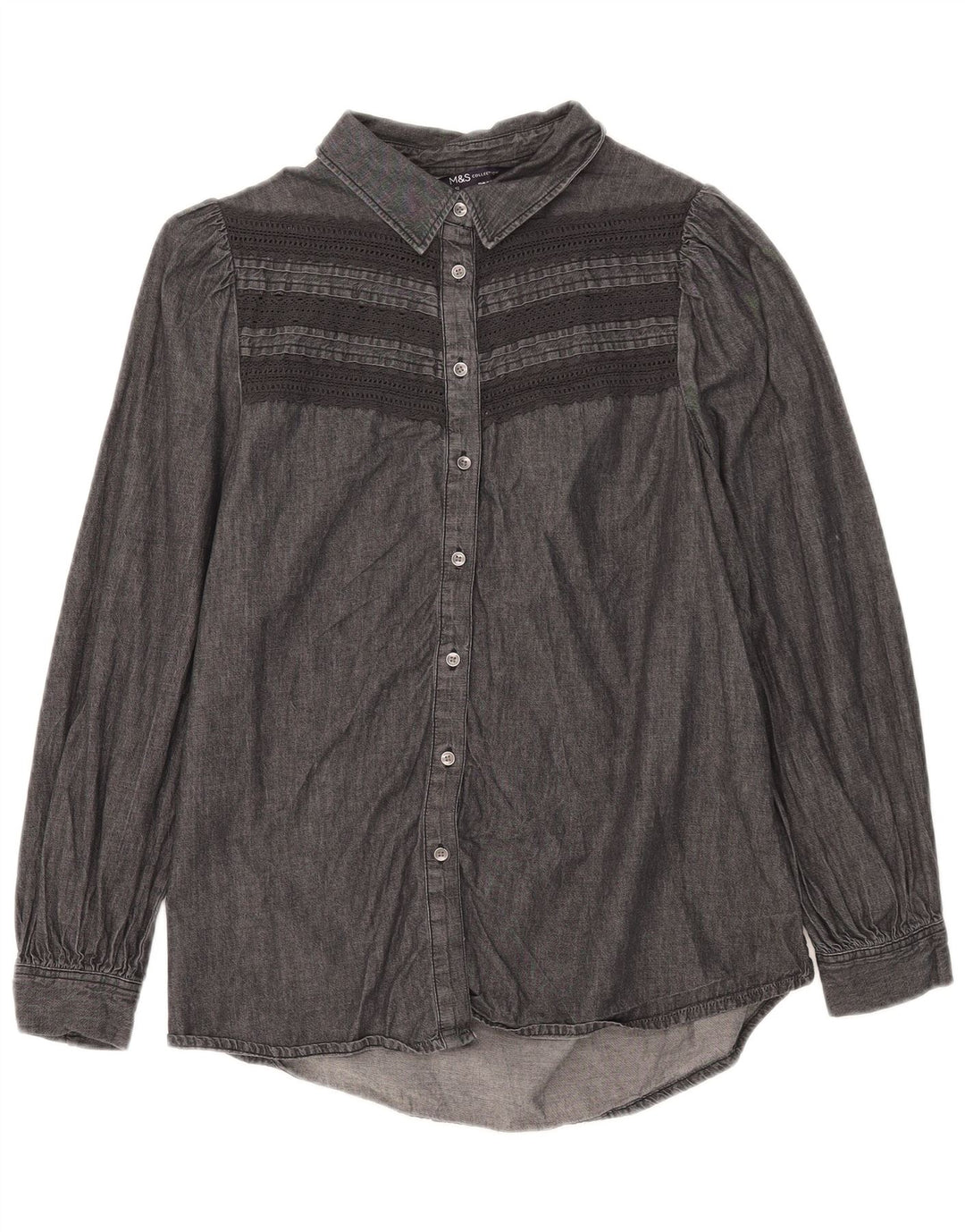 Camicia di jeans da donna Marks & Spencer UK 12 Cotone a righe nere medie