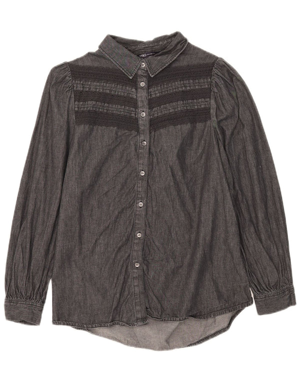 Camicia di jeans da donna Marks & Spencer UK 12 Cotone a righe nere medie