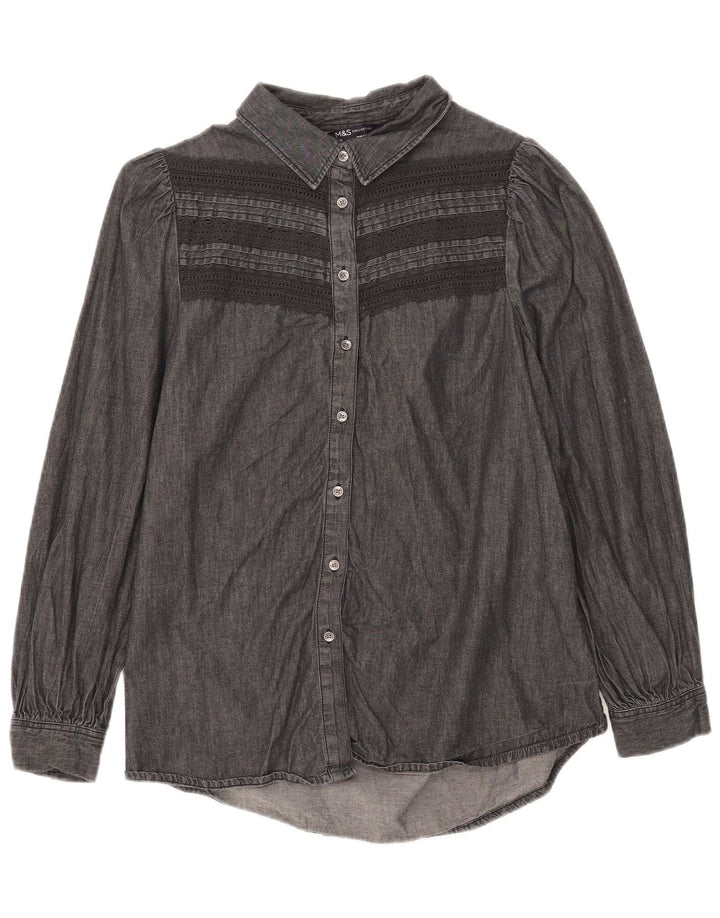 Camicia di jeans da donna Marks & Spencer UK 12 Cotone a righe nere medie