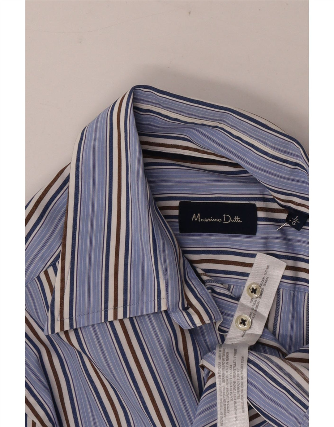 Camicia Uomo Massimo Dutti Cotone Righe Grandi Blu