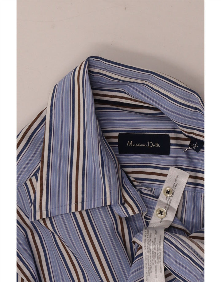 Camicia Uomo Massimo Dutti Cotone Righe Grandi Blu