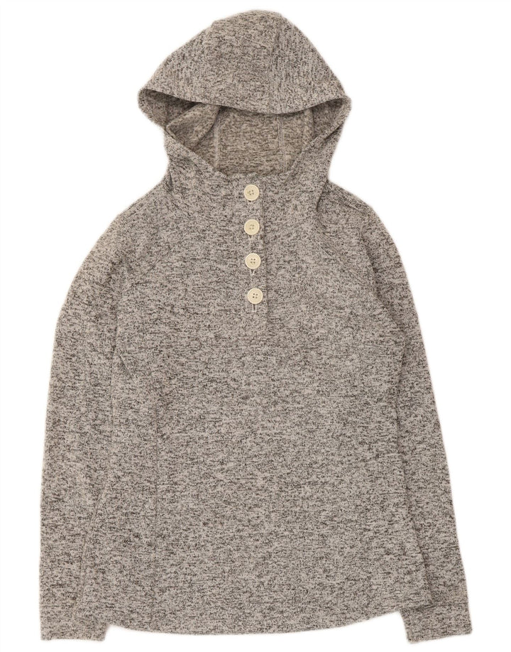 Maglione da donna Columbia con cappuccio e collo a bottoni UK 14 Grigio medio chiazzato