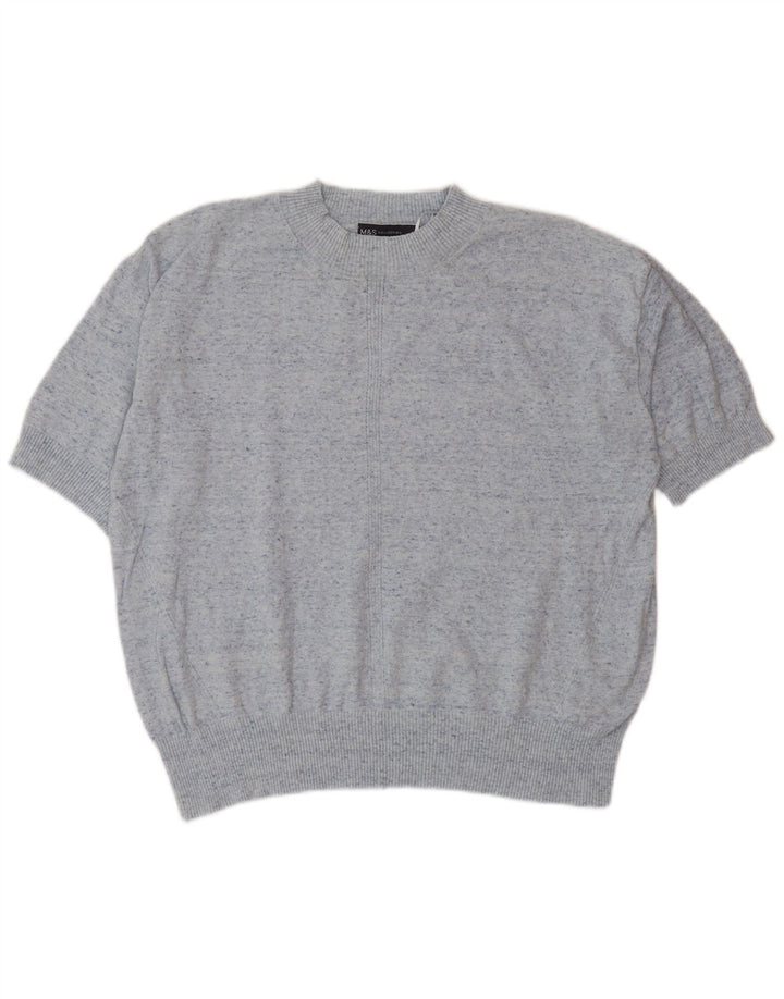 Maglione maglione girocollo da donna Marks & Spencer UK 14 Blu medio screziato