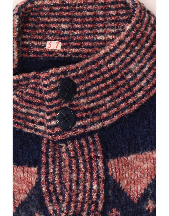 Maglione cardigan da uomo vintage geometrico rosa medio