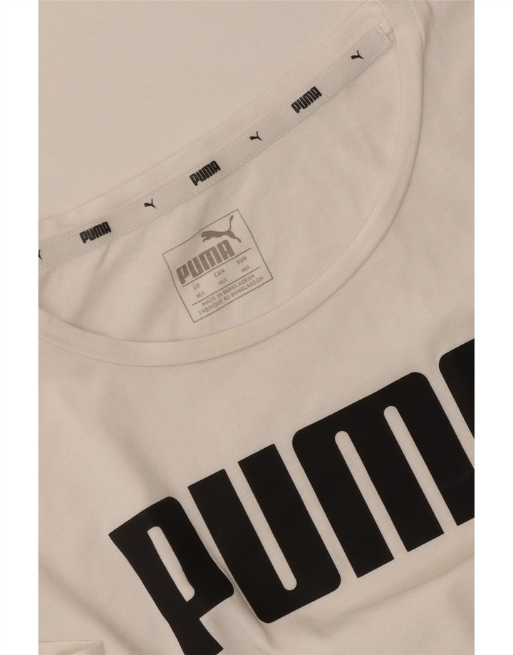 T-shirt grafica da donna Puma UK 12 Medium Bianca