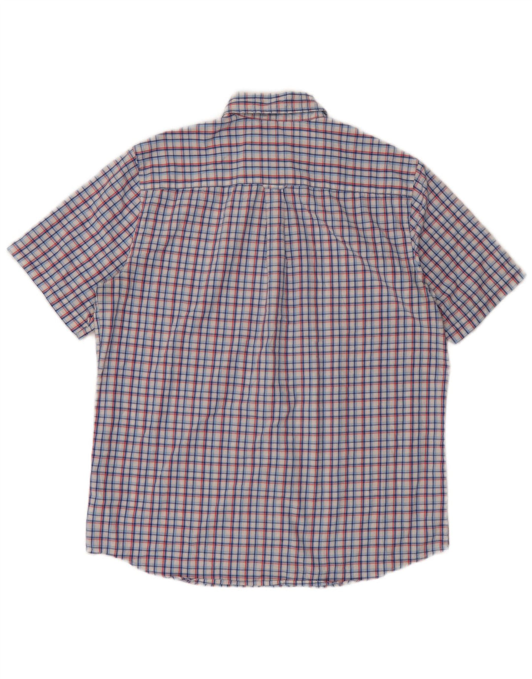 Chaps Camicia a maniche corte da uomo in cotone a quadri blu grandi