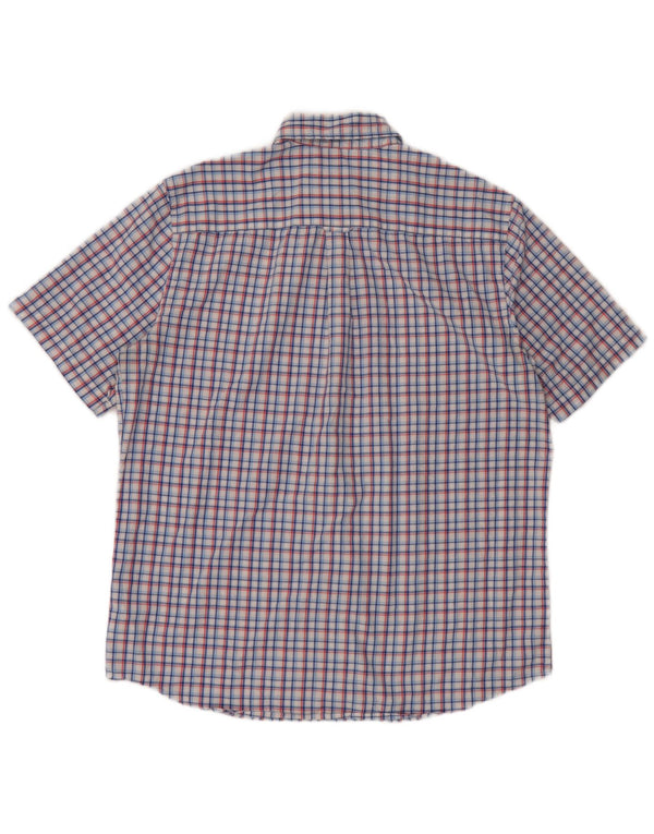 Chaps Camicia a maniche corte da uomo in cotone a quadri blu grandi
