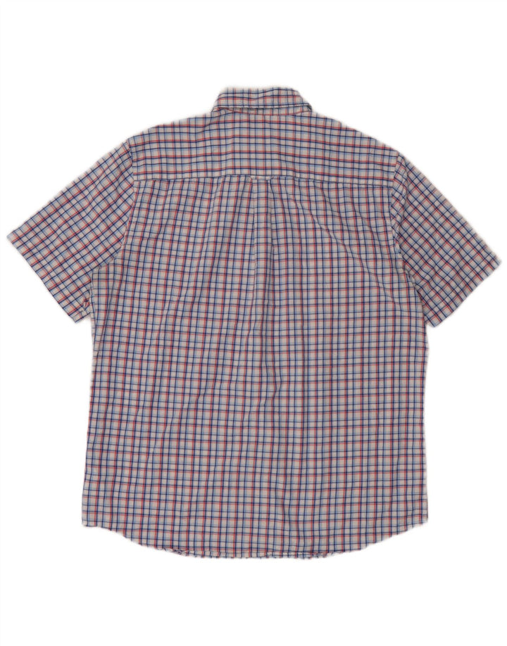 Chaps Camicia a maniche corte da uomo in cotone a quadri blu grandi