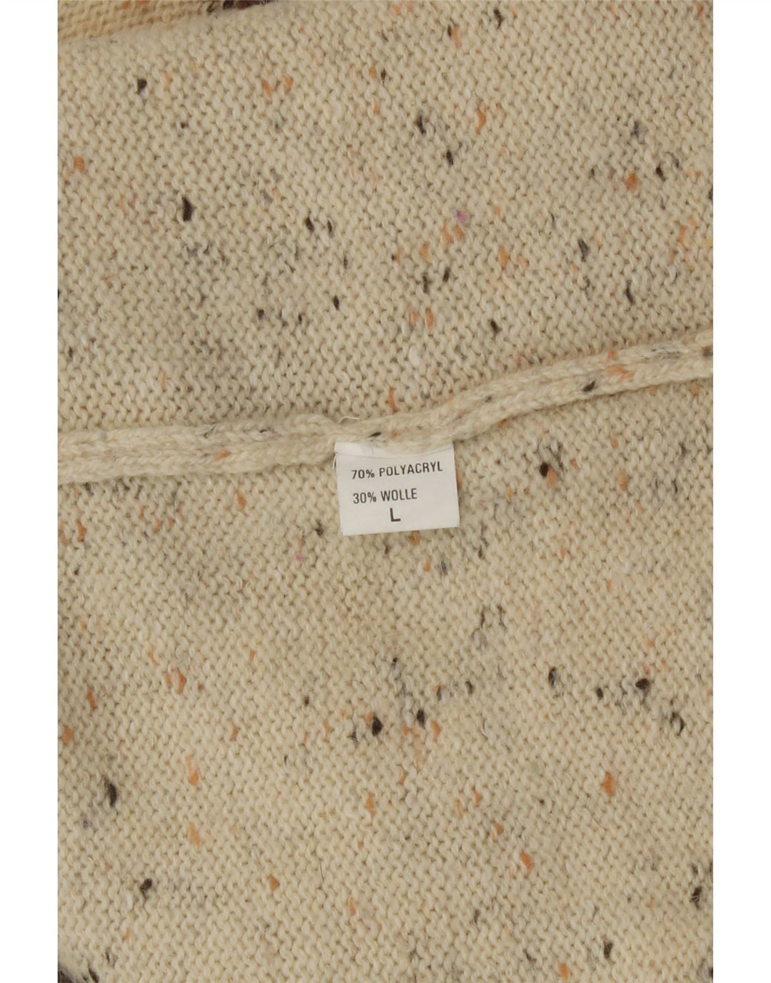 Maglione maglione girocollo da donna vintage UK 16 Novità patchwork beige grande