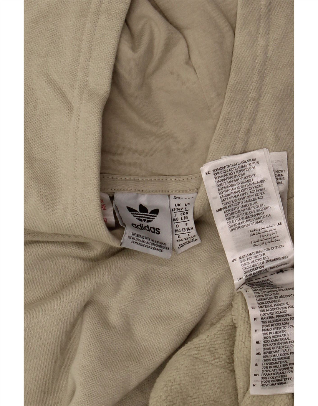 Felpa con cappuccio ADIDAS per ragazzi 13-14 anni in cotone beige