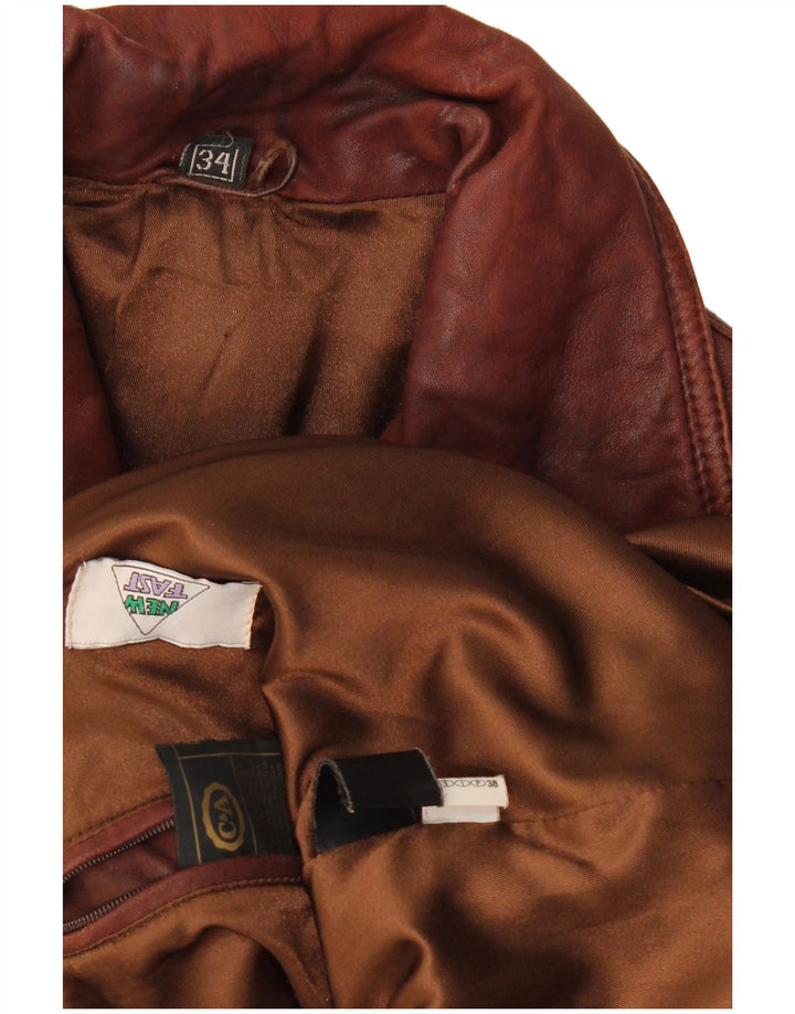 Nuova giacca in pelle oversize veloce da donna C&A EU 34 XS in pelle marrone