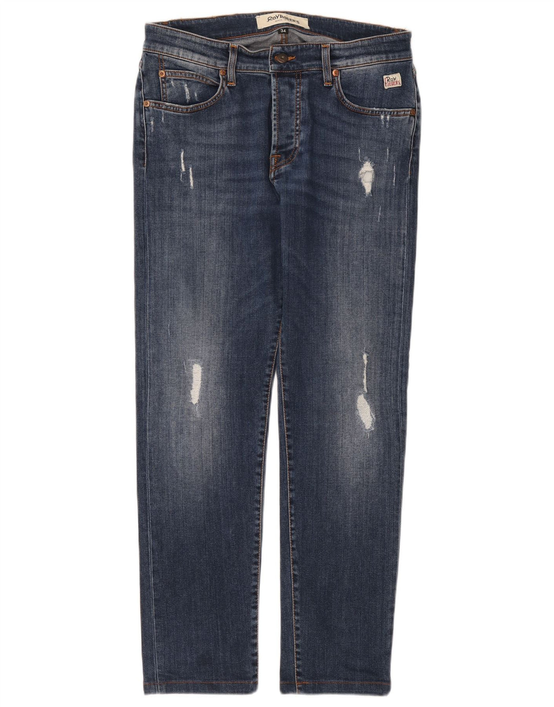 Jeans slim invecchiati da uomo Roy Rogers W34 L29 cotone blu