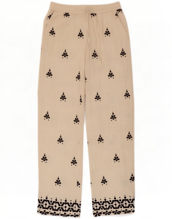 Pantaloni casual dritti da donna Zara piccoli W26 L31 Poliestere floreale beige
