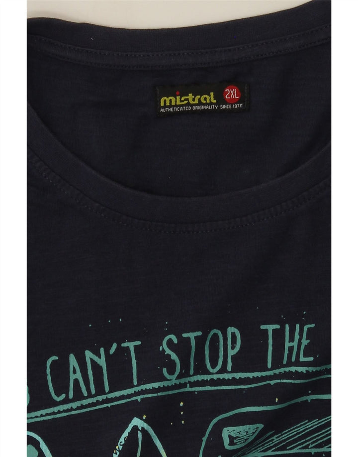 T-shirt grafica da uomo Mistral Top 2XL Blu navy