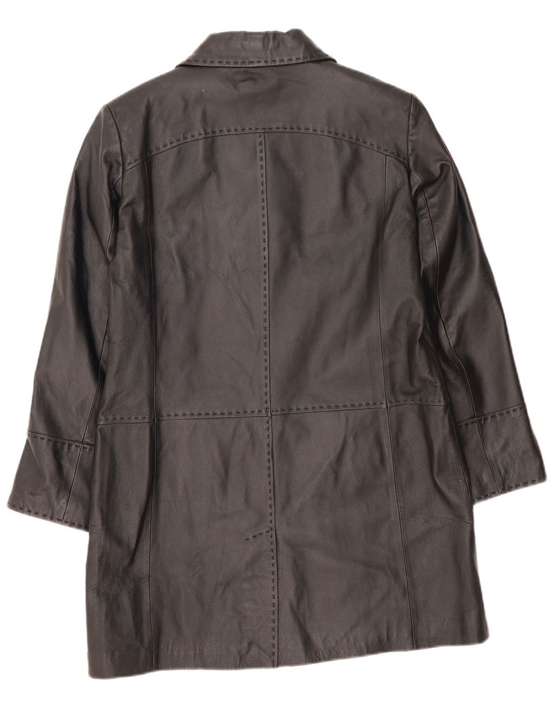 Cappotto in pelle da donna vintage UK 16 grande pelle nera