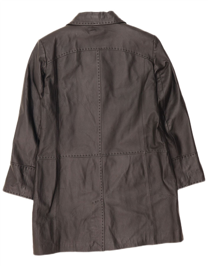 Cappotto in pelle da donna vintage UK 16 grande pelle nera