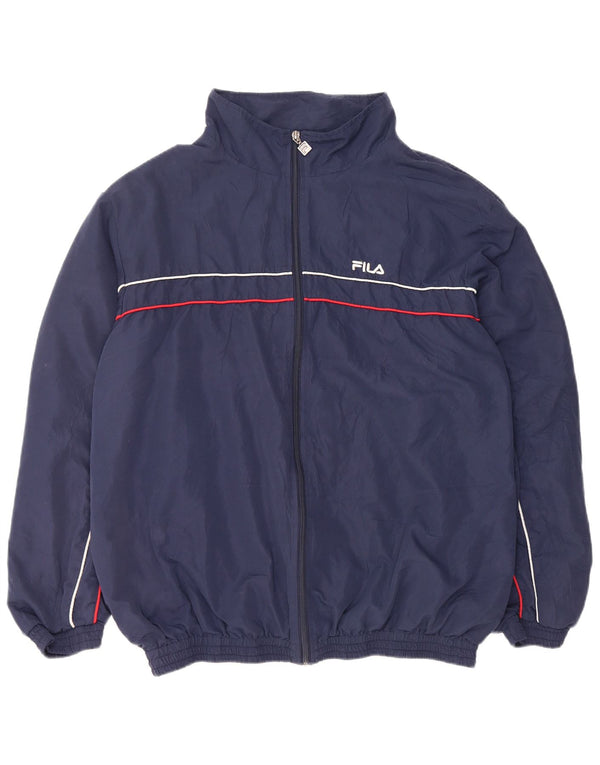 Giacca da ginnastica da uomo Fila 2XL Sport in poliestere a righe blu navy