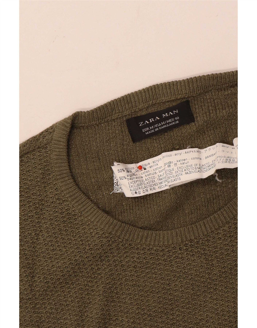 Maglione maglione girocollo da uomo Zara medio acrilico kaki