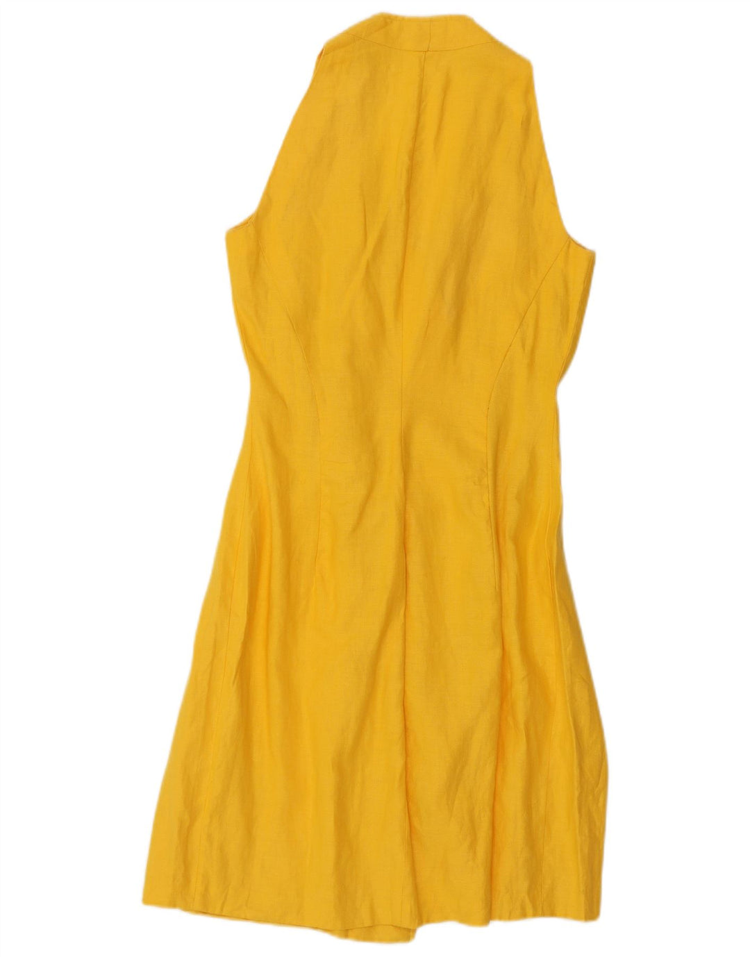 Abito avvolgente senza maniche da donna VINTAGE UK 8 piccolo giallo