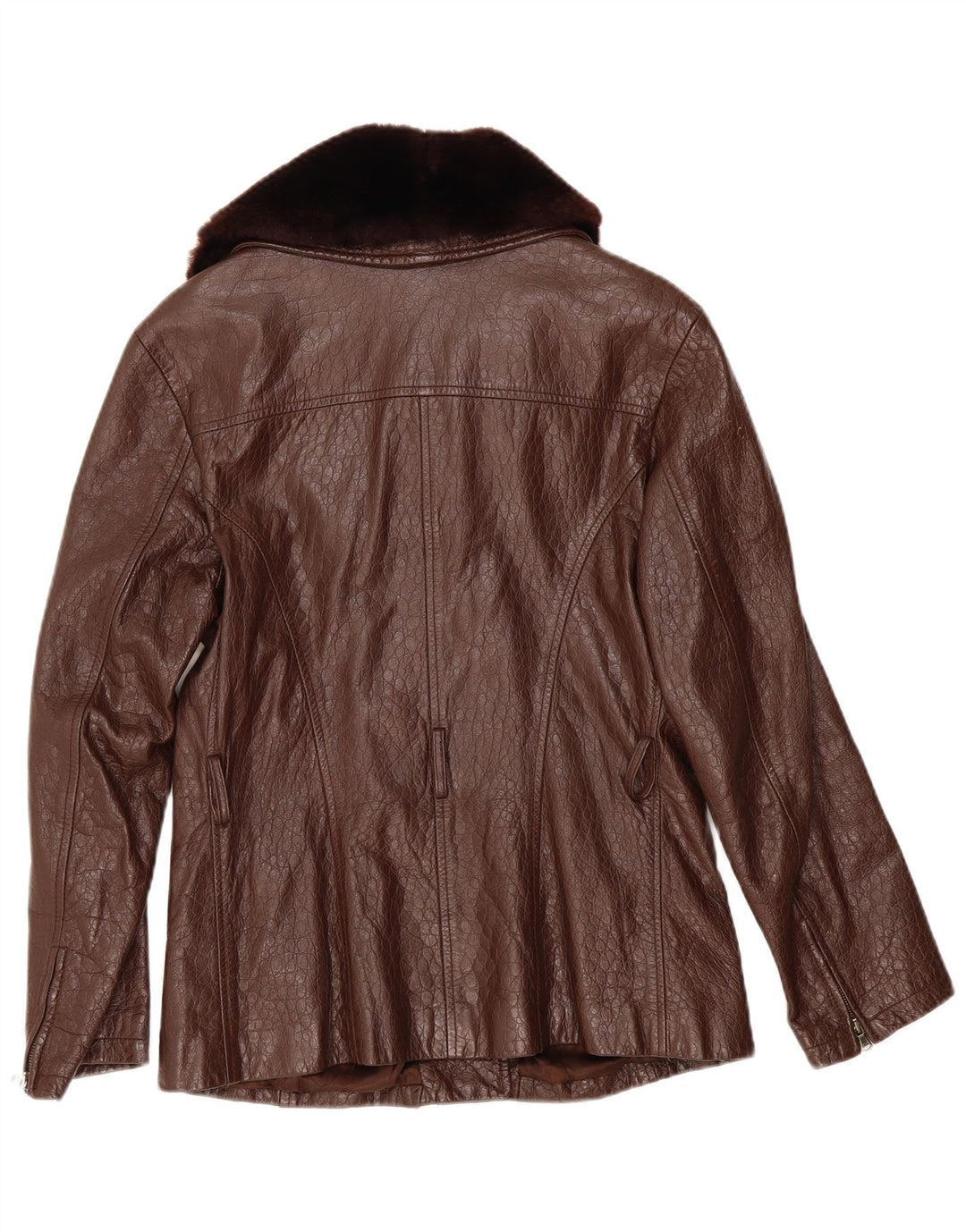 Giacca in pelle da donna vintage IT 42 in pelle marrone medio