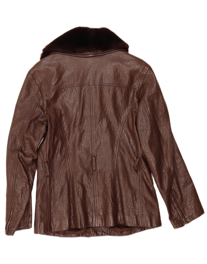 Giacca in pelle da donna vintage IT 42 in pelle marrone medio