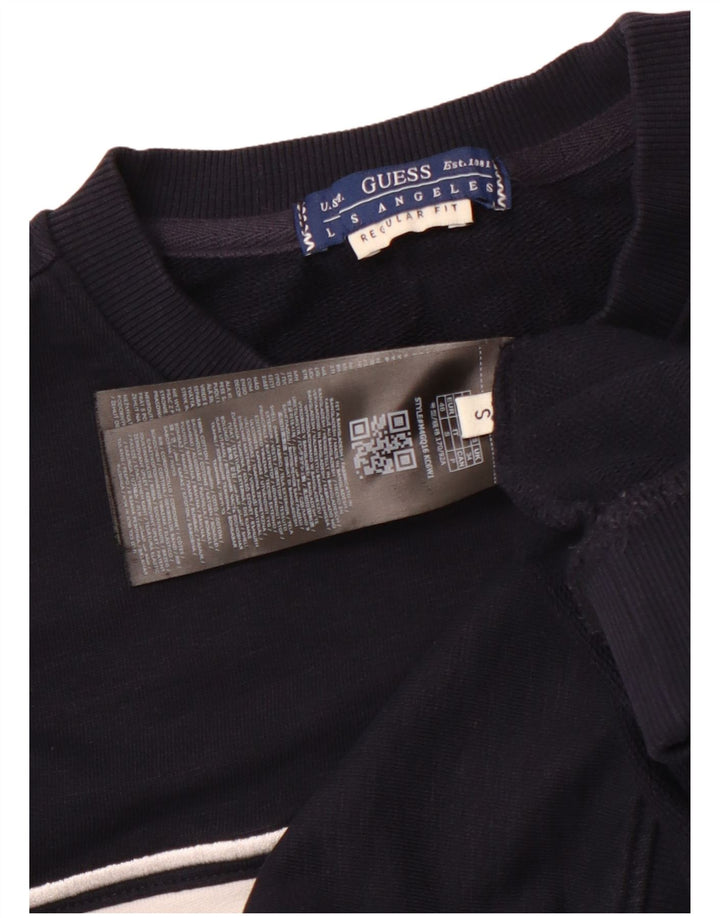 Guess Felpa grafica da uomo Maglione piccolo Blu navy in cotone color block
