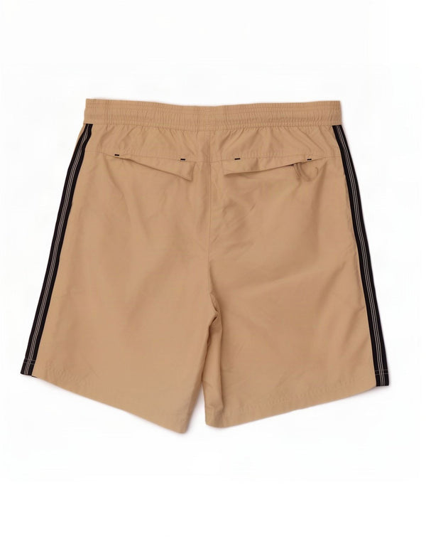Pantaloncini sportivi grafici da uomo Adidas in poliestere color block beige medio