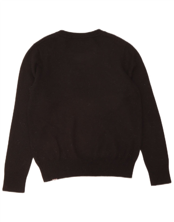 Maglione da donna con scollo a barca con grafica Superdry UK 12 lana nera media