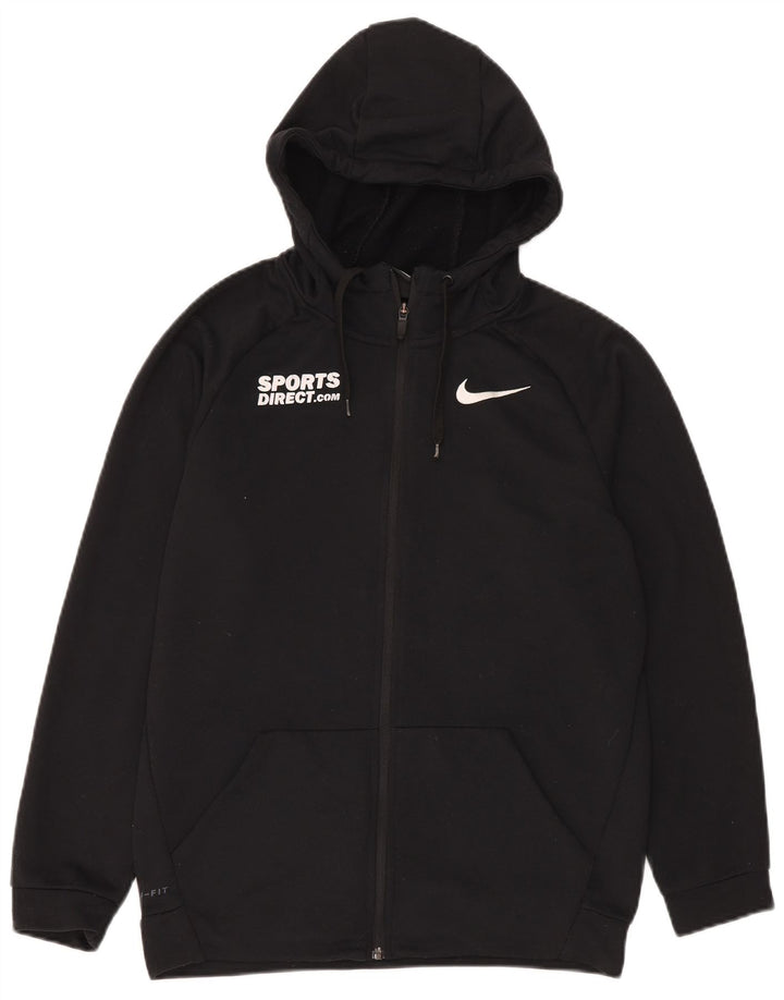 Felpa con cappuccio e zip grafica Nike Dri Fit da uomo piccola in poliestere nero
