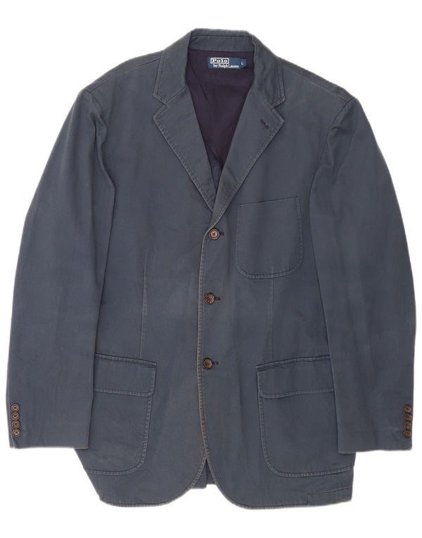 Polo Ralph Lauren Mens 3 Button Blazer Jacket UK 40 Large Navy Blue Cotton