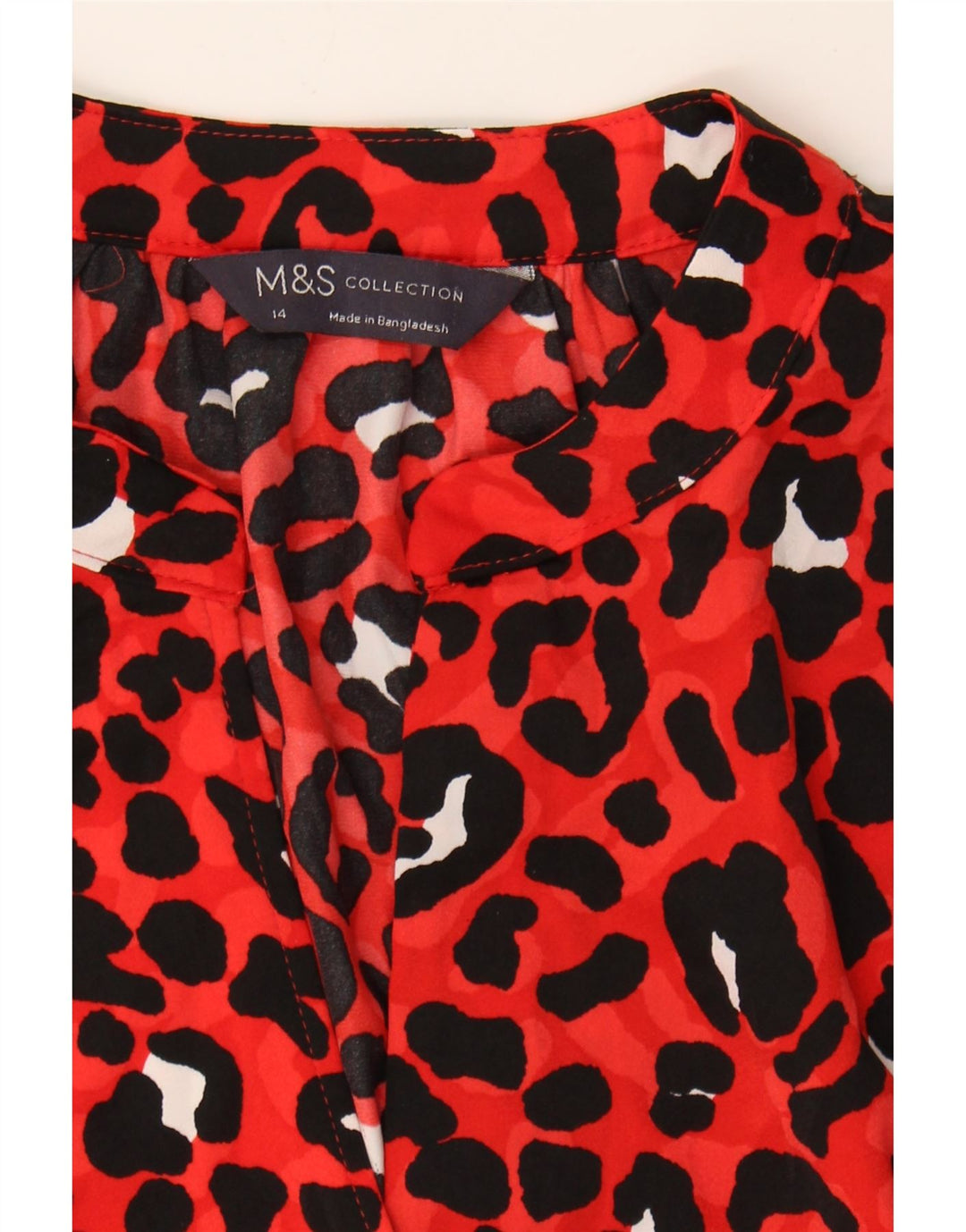 MARKS & SPENCER Womens Blouse Top UK 14 Large  Red Animal Print Modern Vintage Marks & Spencer and Second-Hand Marks & Spencer from Messina Hembry 