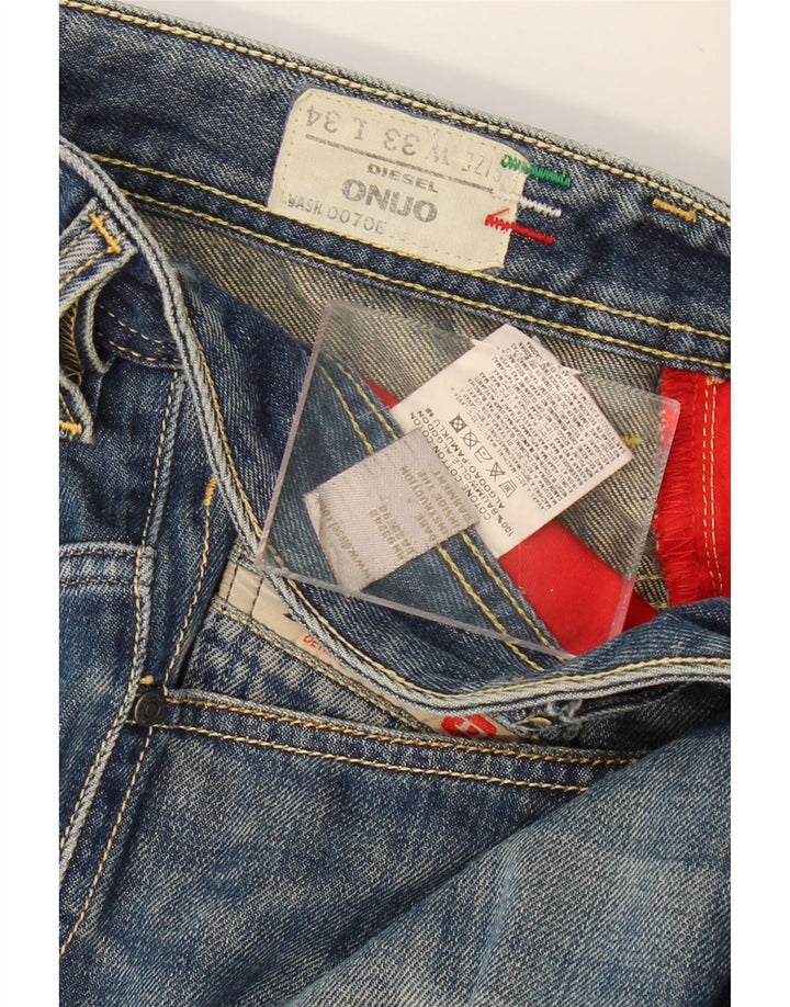 Pantaloncini di jeans Diesel Onijo da uomo W33 in cotone blu medio