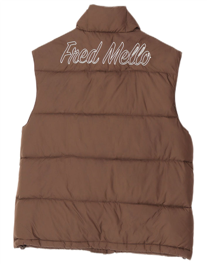 Gilet imbottito con grafica da uomo Fred Mello UK 40 Poliammide marrone medio