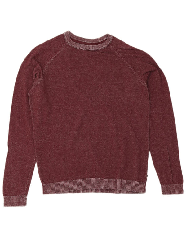 Maglione maglione girocollo da uomo Jack & Jones in cotone screziato bordeaux medio