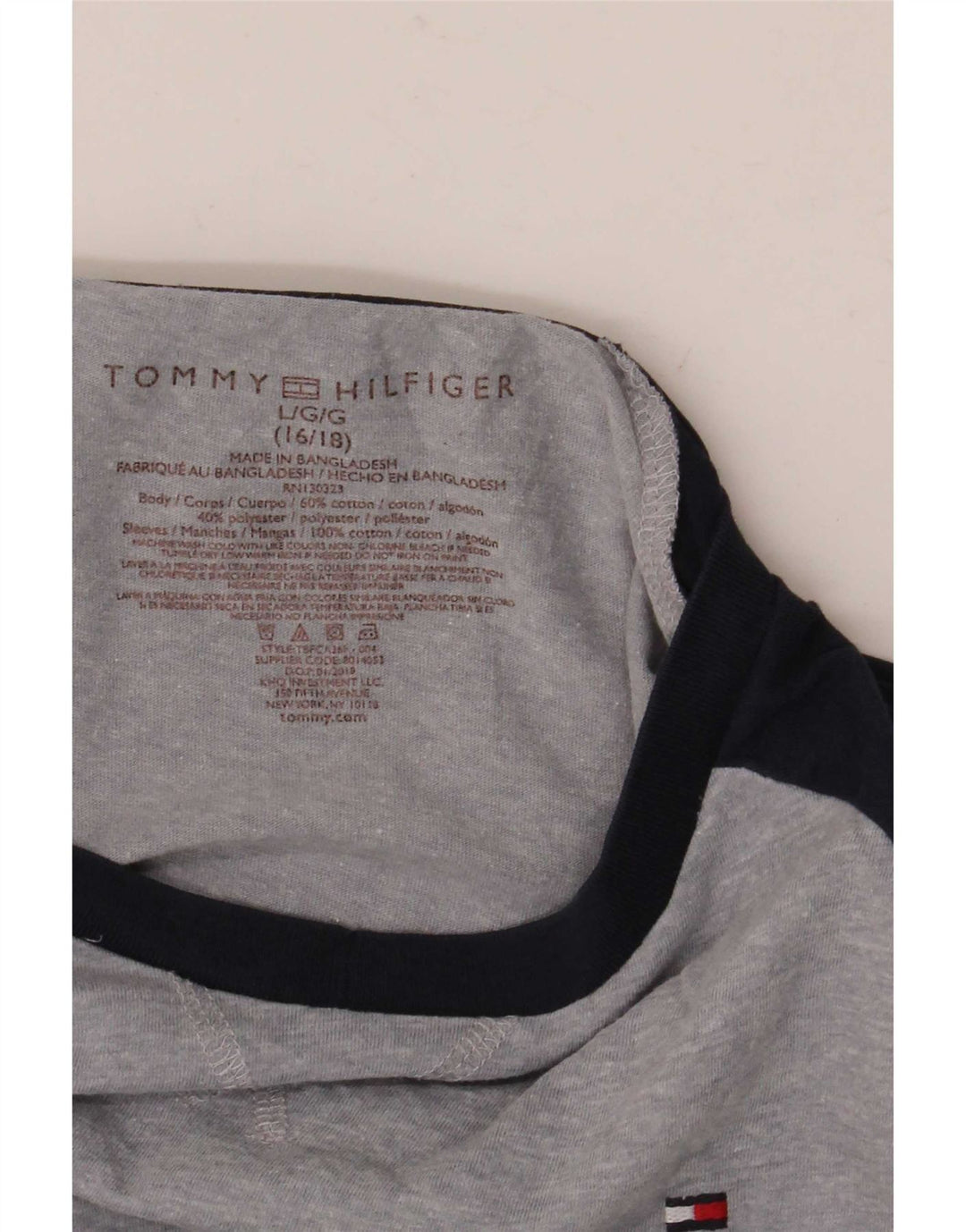 Tommy Hilfiger Top da ragazzo a maniche lunghe 15-16 anni Large Grigio Colourblock