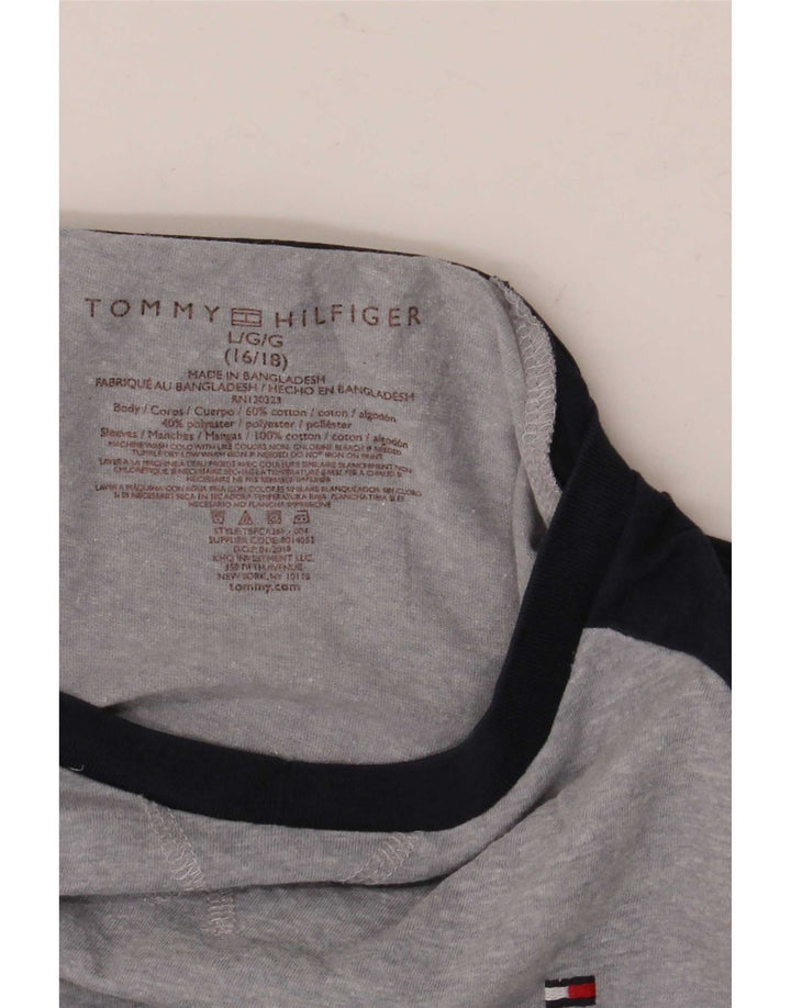 Tommy Hilfiger Top da ragazzo a maniche lunghe 15-16 anni Large Grigio Colourblock