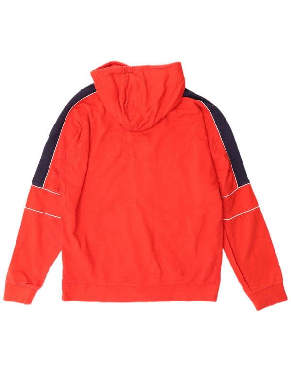 Maglione con cappuccio e zip grafica FILA Italia da uomo in cotone color block rosso medio