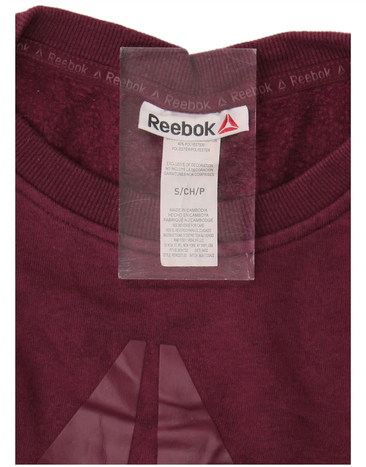 Felpa Reebok da donna oversize con grafica, maglione UK 10 Small Maroon Cotton