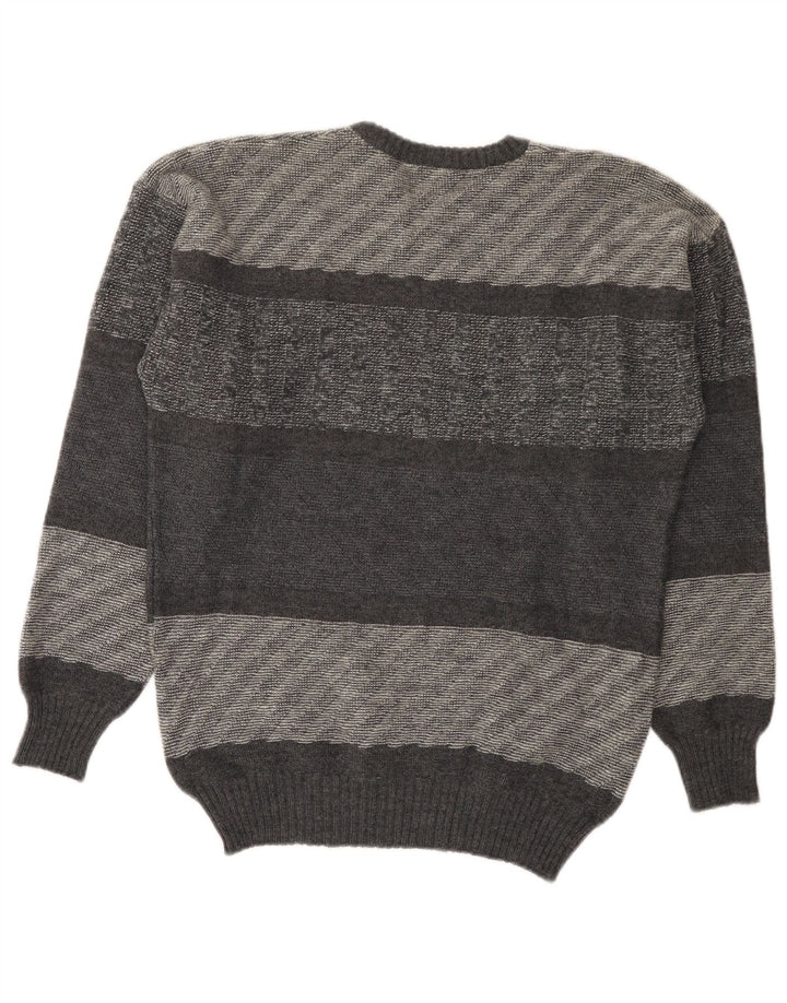 Maglione Ferrari da uomo girocollo IT 52 in lana di alpaca a righe grigie grandi