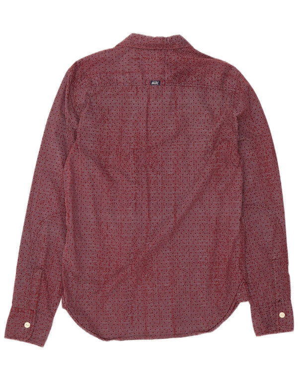 Camicia da uomo SUPERDRY in cotone maculato bordeaux medio