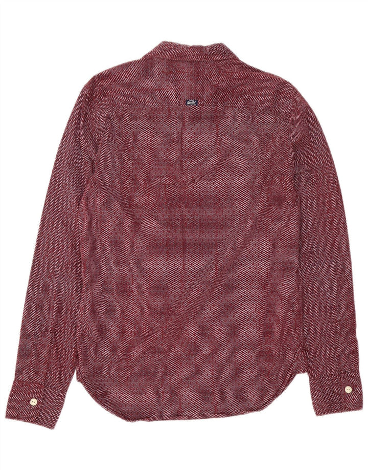Camicia da uomo SUPERDRY in cotone maculato bordeaux medio