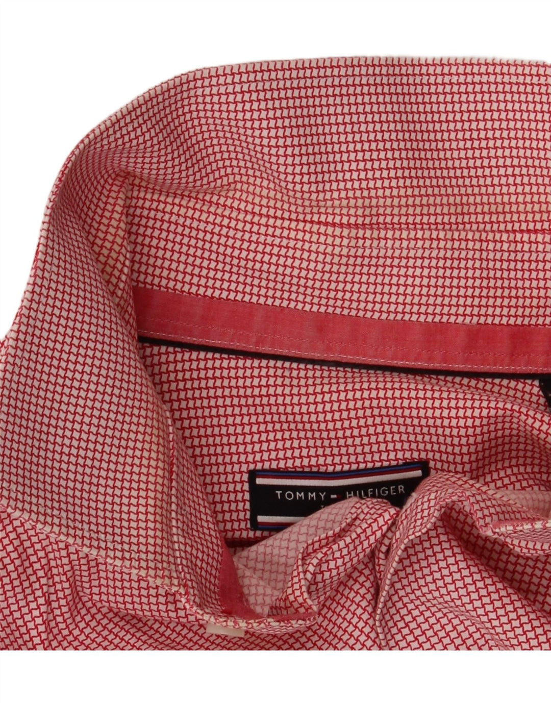 Camicia sartoriale da uomo Tommy Hilfiger taglia 39 15 1/2 pied de poule rosso medio
