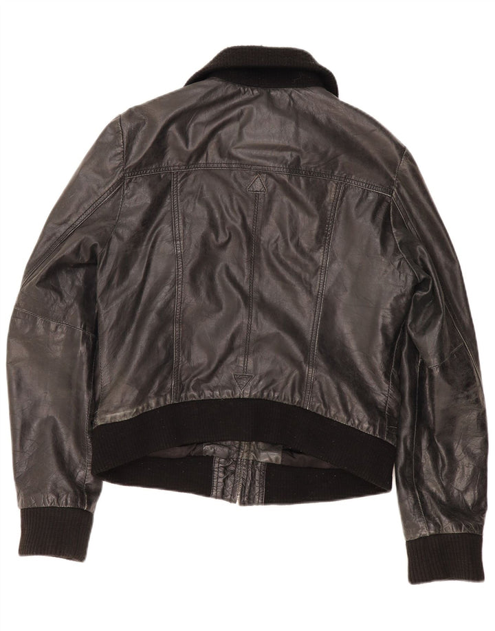 Giacca in pelle vintage da ragazzo 13-14 anni XL in pelle nera