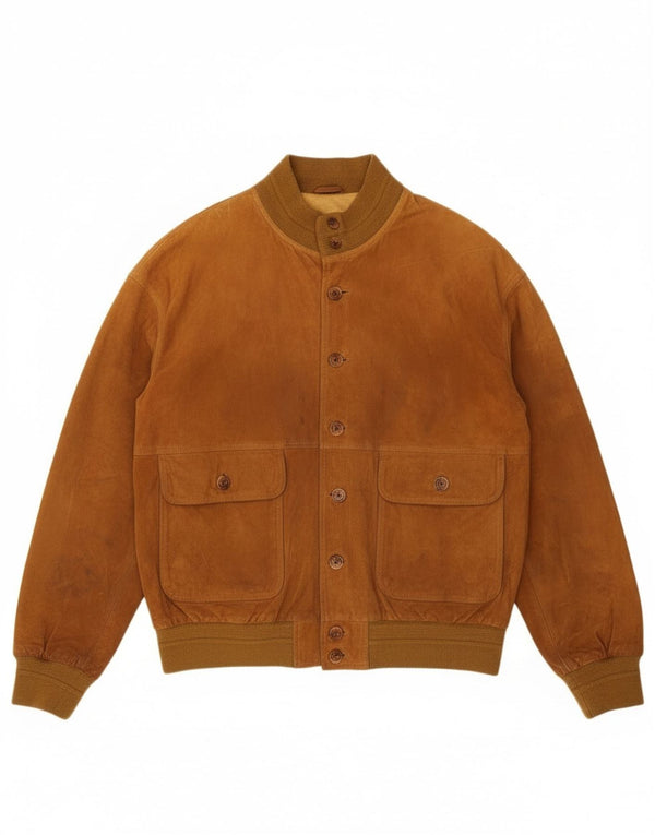 Giubbotto bomber vintage in pelle scamosciata da uomo IT 52 XL in pelle beige