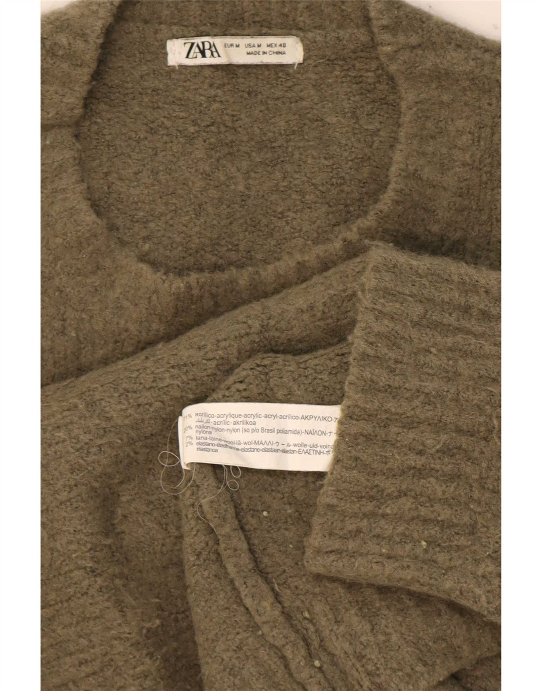 Maglione maglione girocollo da uomo Zara medio acrilico kaki