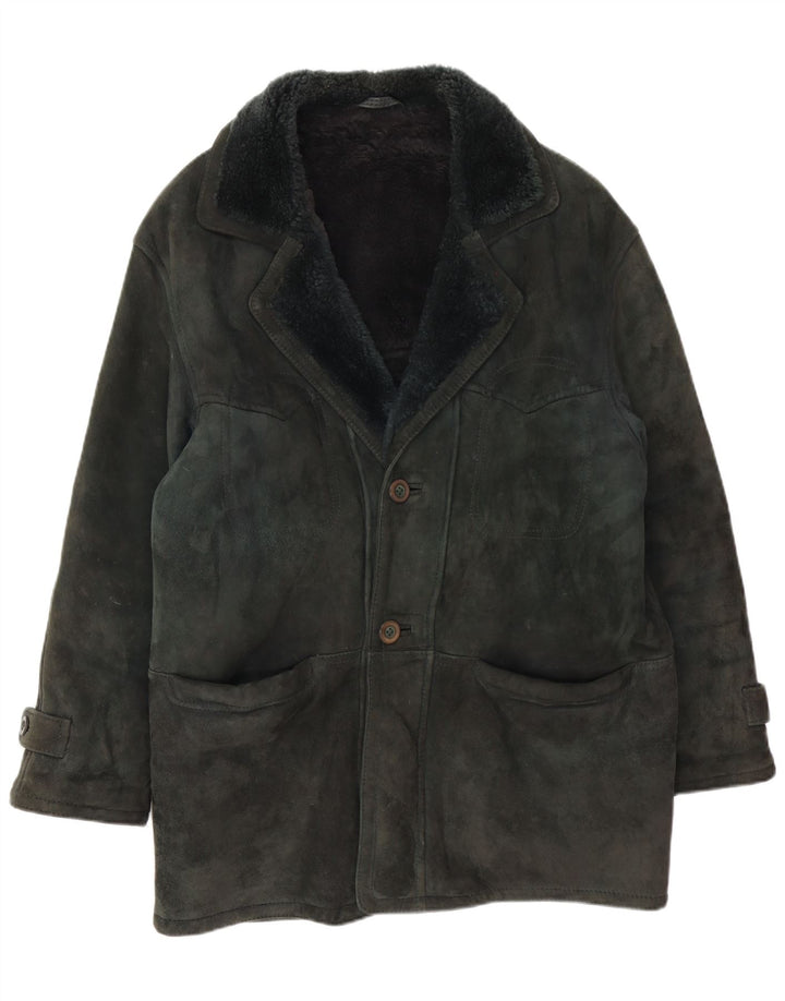 Giubbotto shearling vintage da uomo IT 48 verde medio
